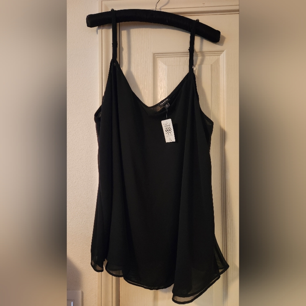 Torrid New Sophie Black Layered Adjustable Straps Chiffon Camisole Top Size 2